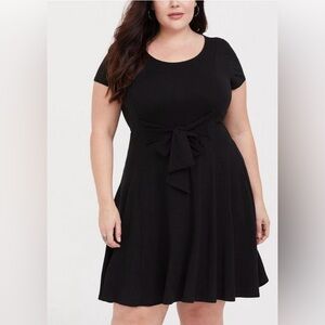 Torrid Black Jersey Fluted Skater Dress